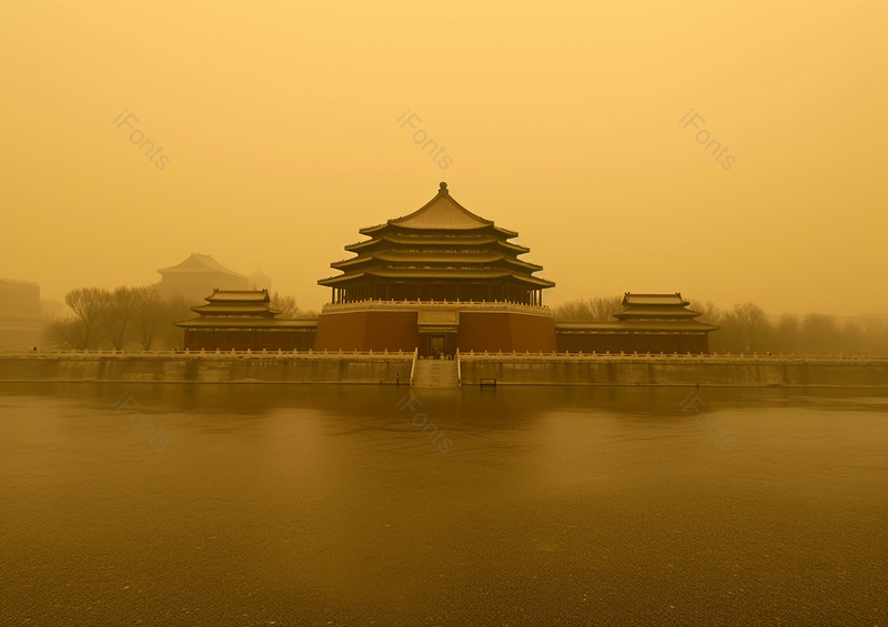 黄色沙尘暴下中国古建筑群,高清,摄影图,摄影图片,图片大全,摄影图免费下载